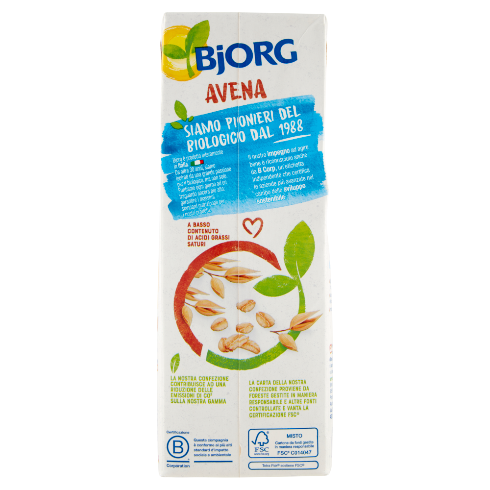 BJORG Avena Bevanda Vegetale Bio, Avena Italiana, Senza Zuccheri Aggiunti, Prodotto in Italia, 1L