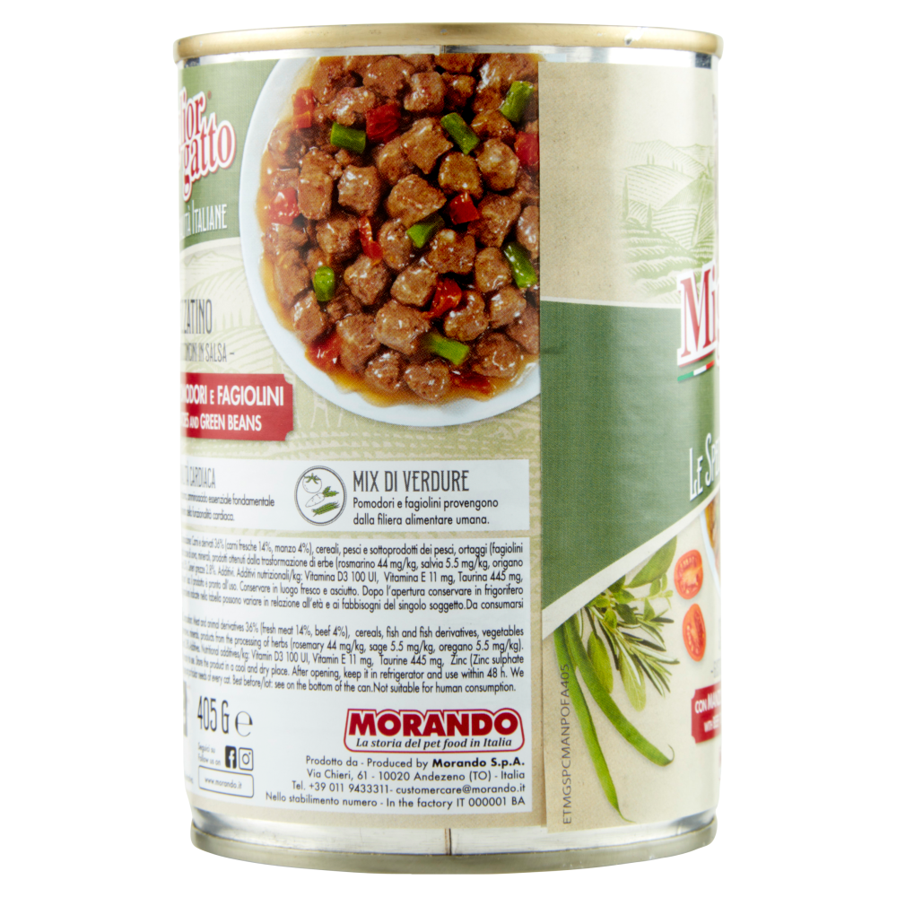 Migliorgatto Le Specialità Italiane Spezzatino con Manzo, Pomodori e Fagiolini 405 G