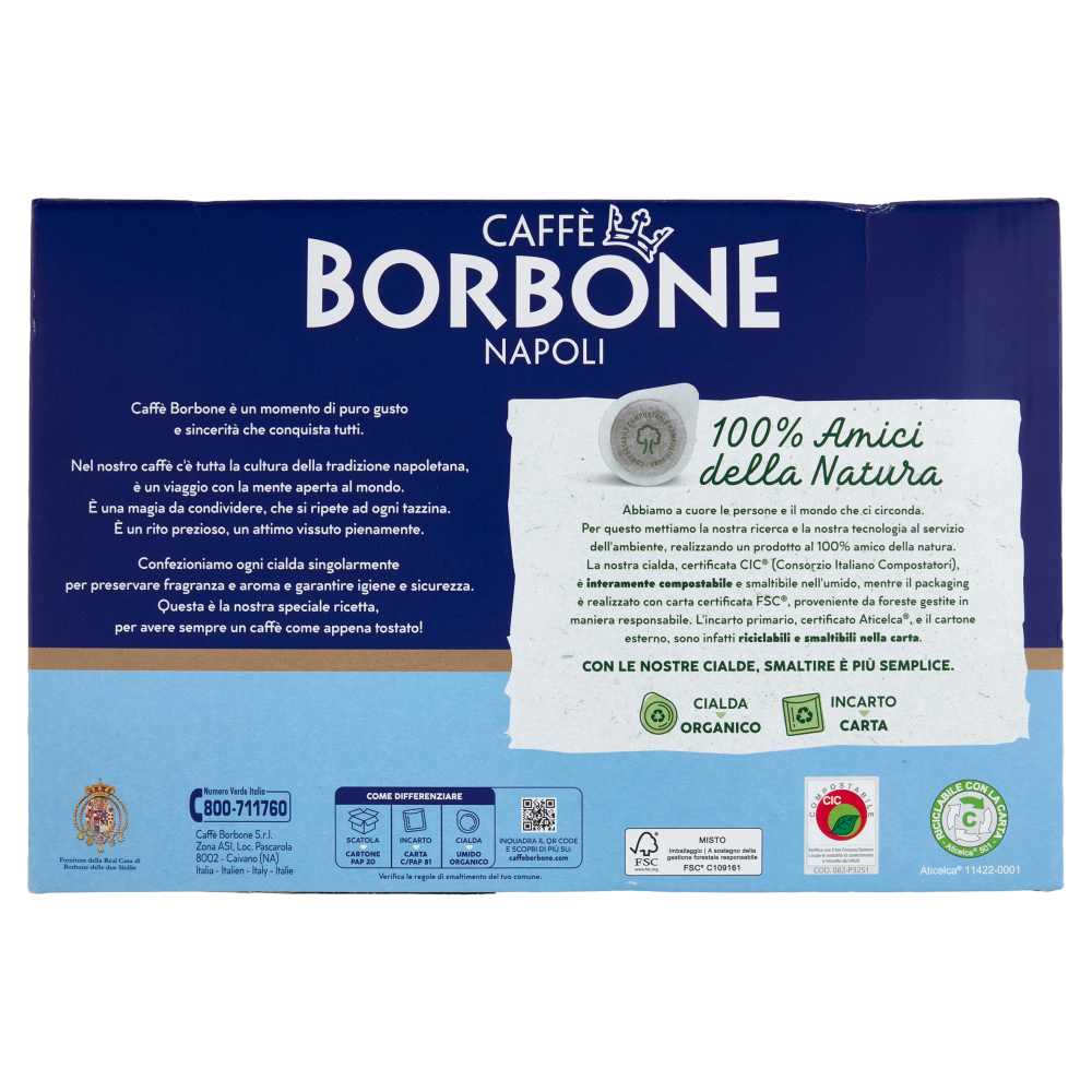 Caff&egrave; Borbone Miscela Nobile Cialde Compostabili 80 x 7,2 g