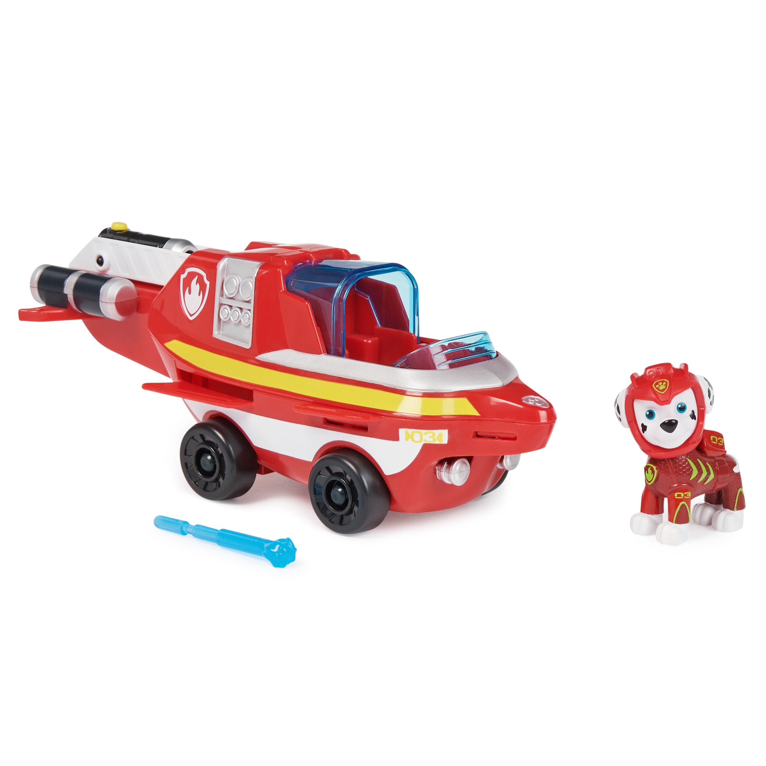 PAW Patrol Aqua Pups, Shark Vehicle trasformabile di Chase con action figure da collezione, giocattoli per bambini dai 3 anni in su