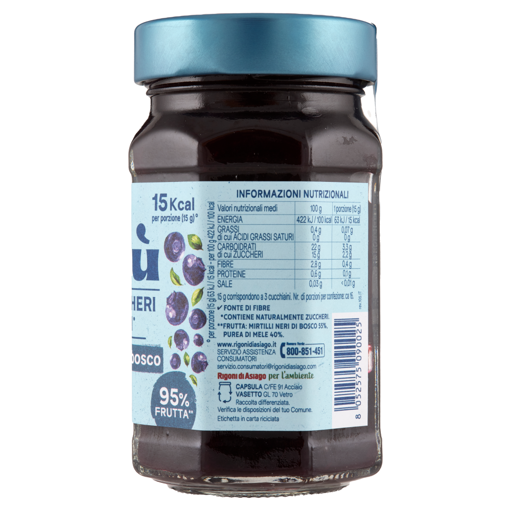 Rigoni di Asiago Natù Senza Zuccheri Aggiunti° Mirtilli neri di bosco bio 240 g