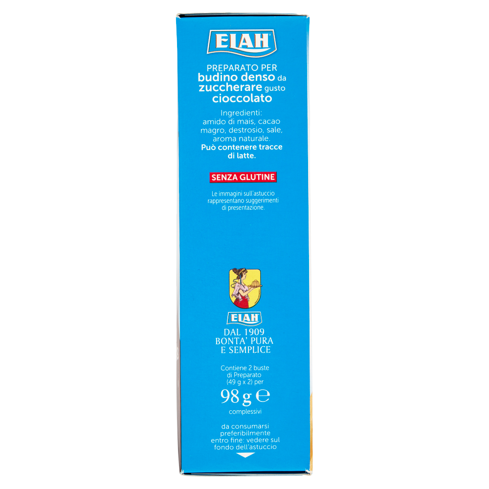 Elah Preparato per Budino Denso Gusto cioccolato da Zuccherare 2 x 49 g