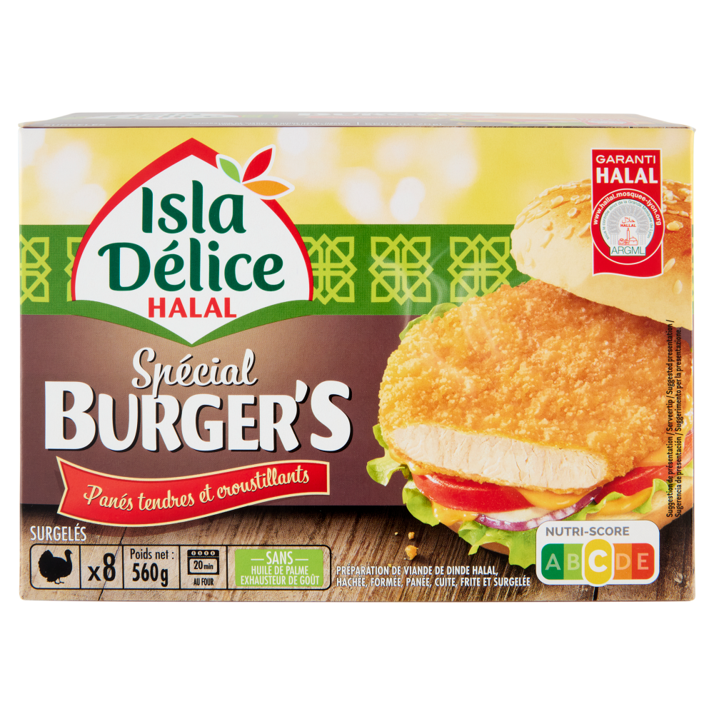 Isla D&eacute;lice Halal Sp&eacute;cial Burger's Surgel&eacute;s 8 x 70 g