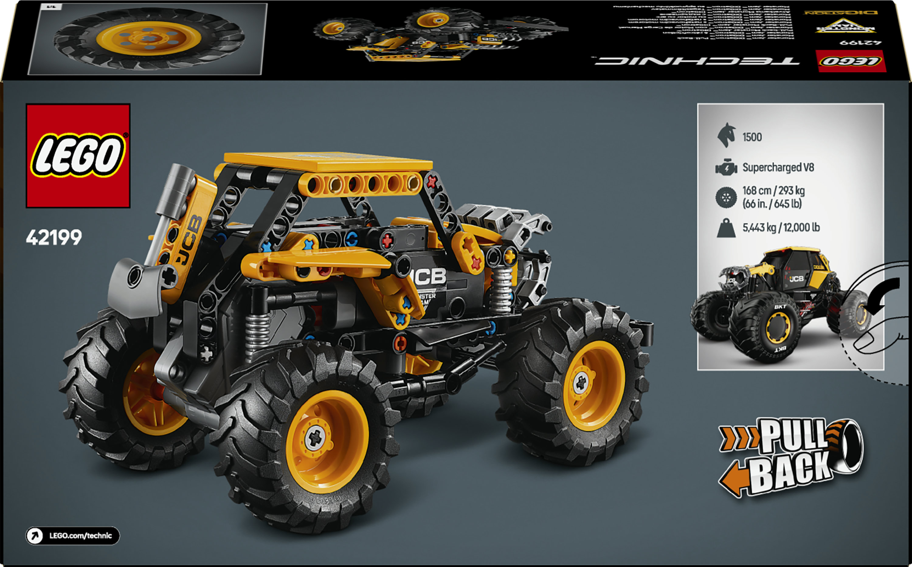 LEGO Technic 42199 Pull-Back Monster Jam DIGatron, Monster Truck Giocattolo da Costruire, Giochi Bambini 7+, Regalo Fan Veicoli