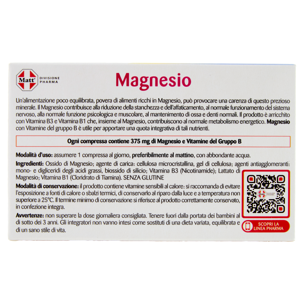 Matt Divisione Pharma Magnesio stanchezza e sistema nervoso 30 compresse 30 g