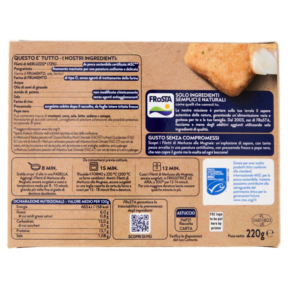 FRoSTA 2 Filetti di Merluzzo alla Mugnaia 220 g