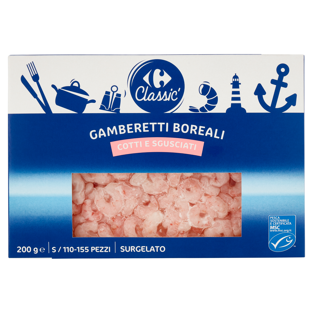 Carrefour Classic Gamberetti Boreali Cotti e Sgusciati Surgelato 200 g