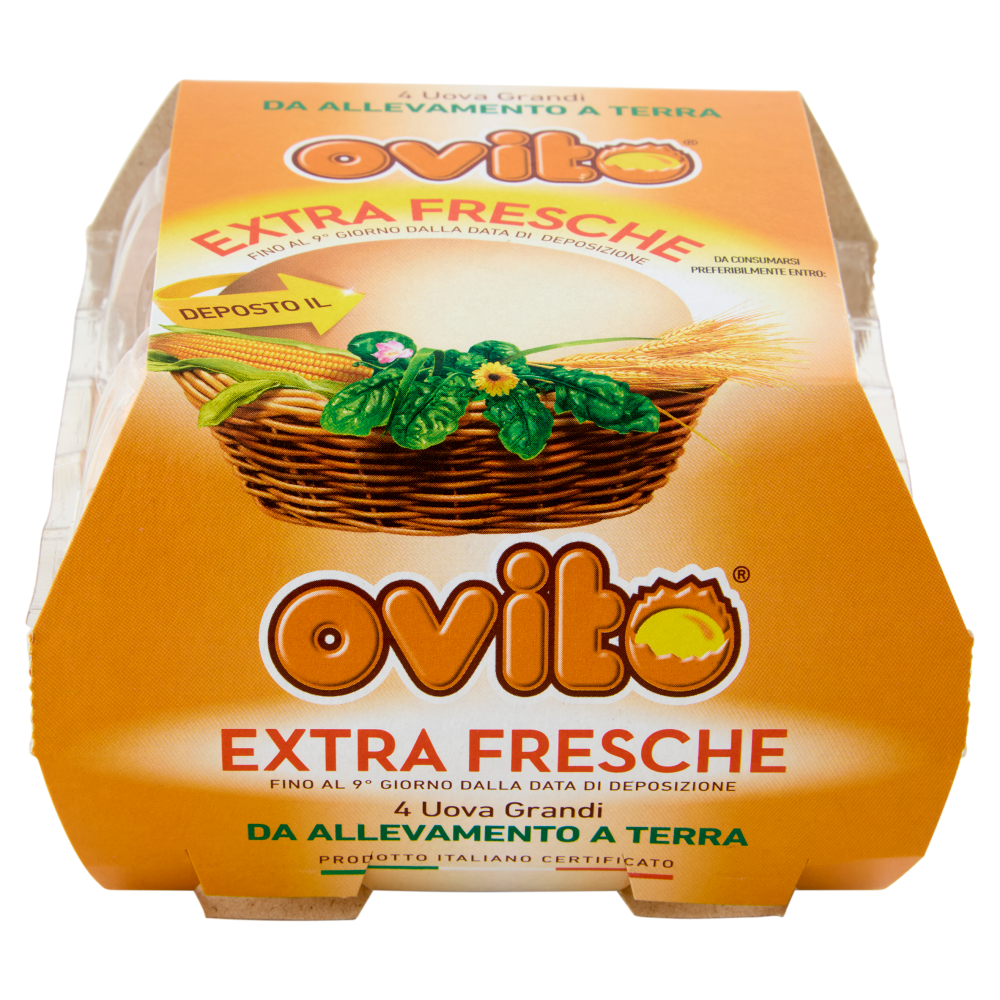 Ovito Extra Fresche 4 Uova Grandi da Allevamento a Terra