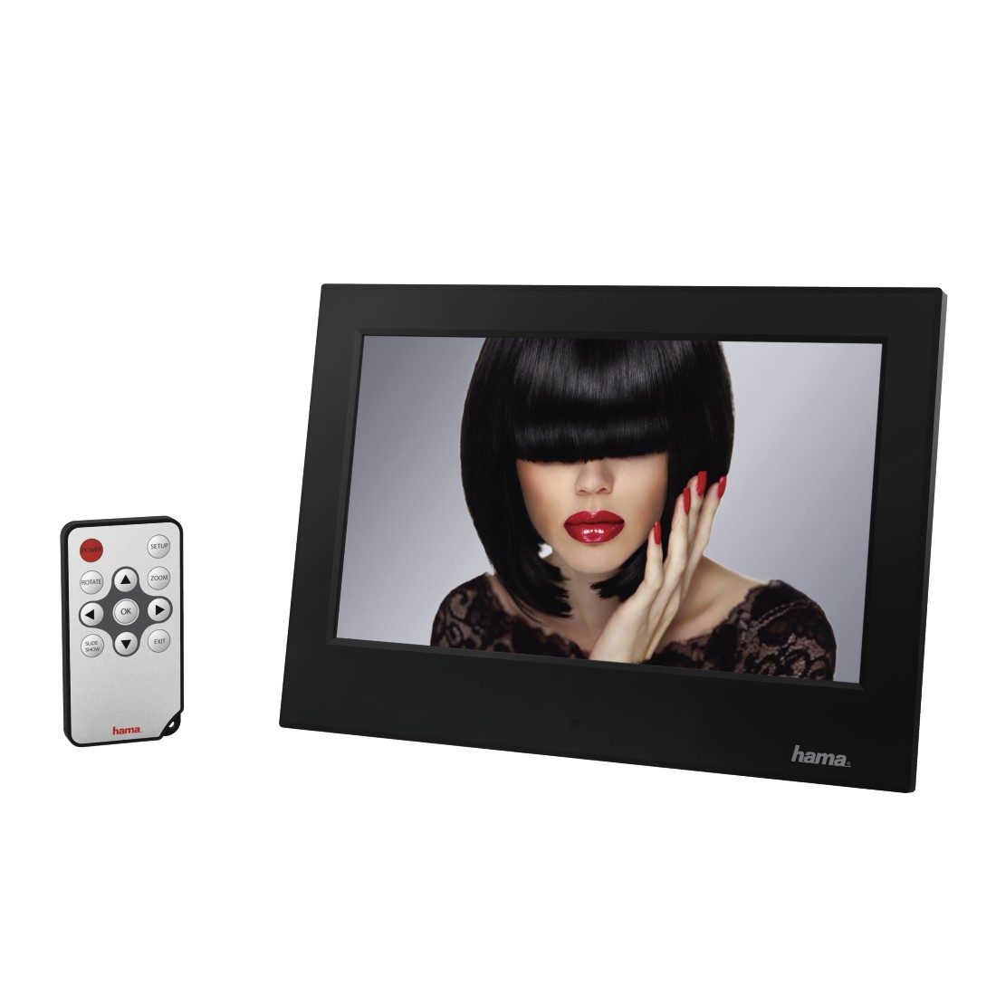 Hama Cornice digitale "Slimline" Basic, 7" (17,78 cm),16:9, 800x480, SD, SDHC, MMC, porta USB, telecomando, foto, nero