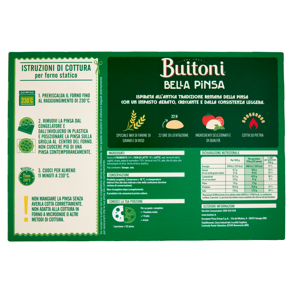 BUITONI Bella Pinsa Margherita Pinsa Surgelata 1 pinsa 300g
