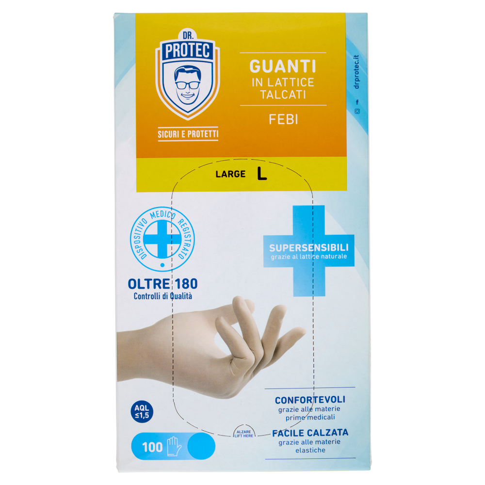 Dr. Protec Guanti in Lattice Talcati Febi Large L 100 pz