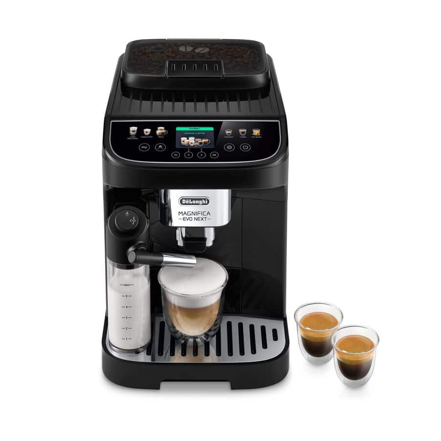 De&rsquo;Longhi Magnifica Evo Next ECAM310.60.B, Macchina Automatica per Caff&egrave; in Chicchi, Cappuccino al tocco di un tasto con la Caraffa Montalatte Automatica, 10 bevande dirette, Display Con Cursori, Nero