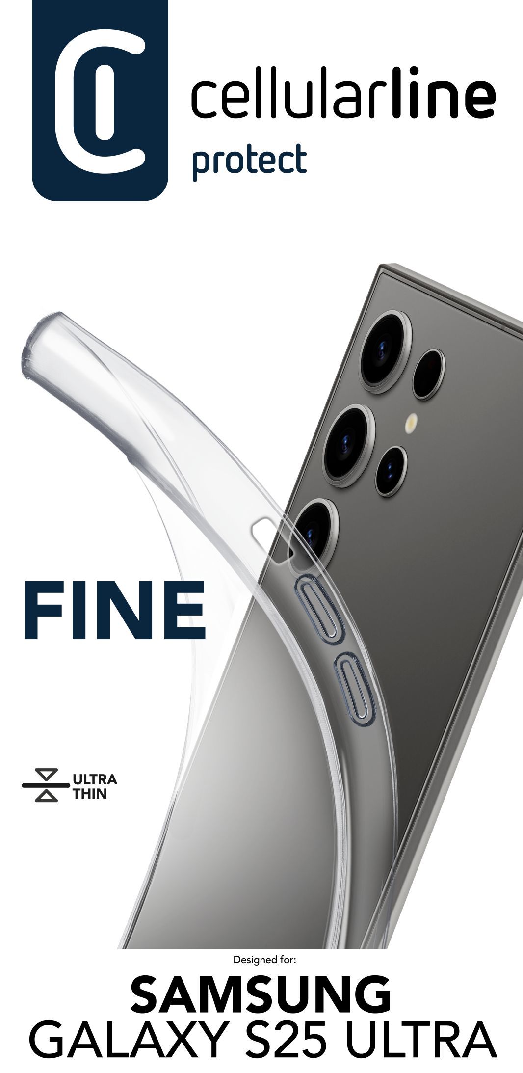 Cellularline Fine - Galaxy S25 Ultra Cover in gomma morbida ultra sottile e trasparente
