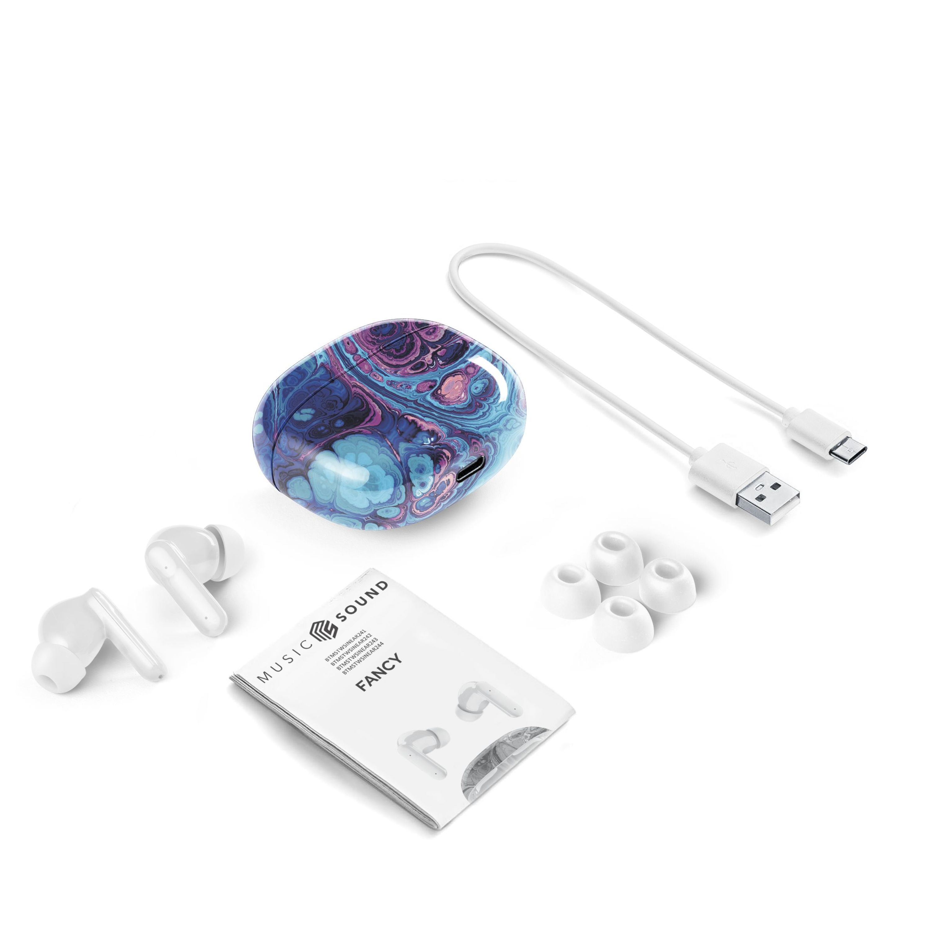 Music Sound Fancy Auricolari Bluetooth TWS in-ear senza fili con custodia di ricarica in vari modelli e colori
