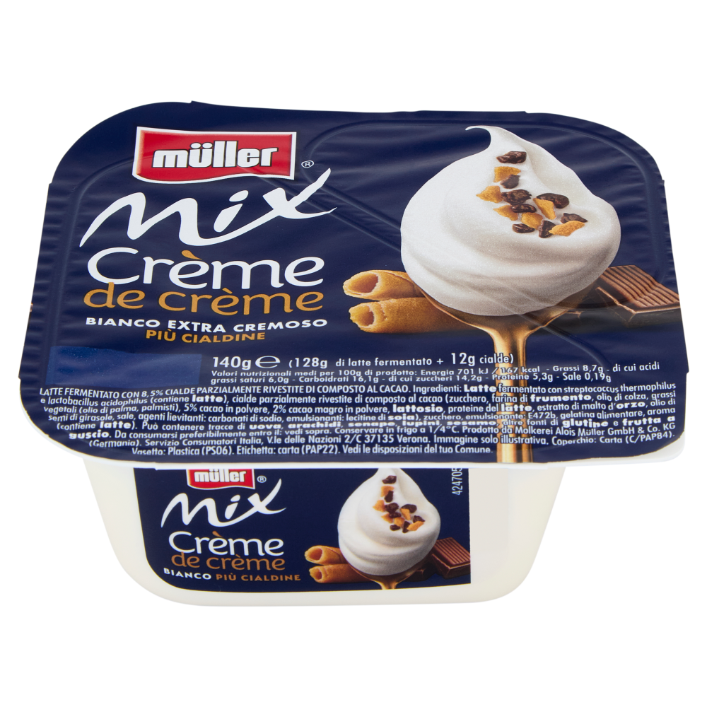 müller Mix Crème de crème Bianco Extra Cremoso Più Cialdine 140 g