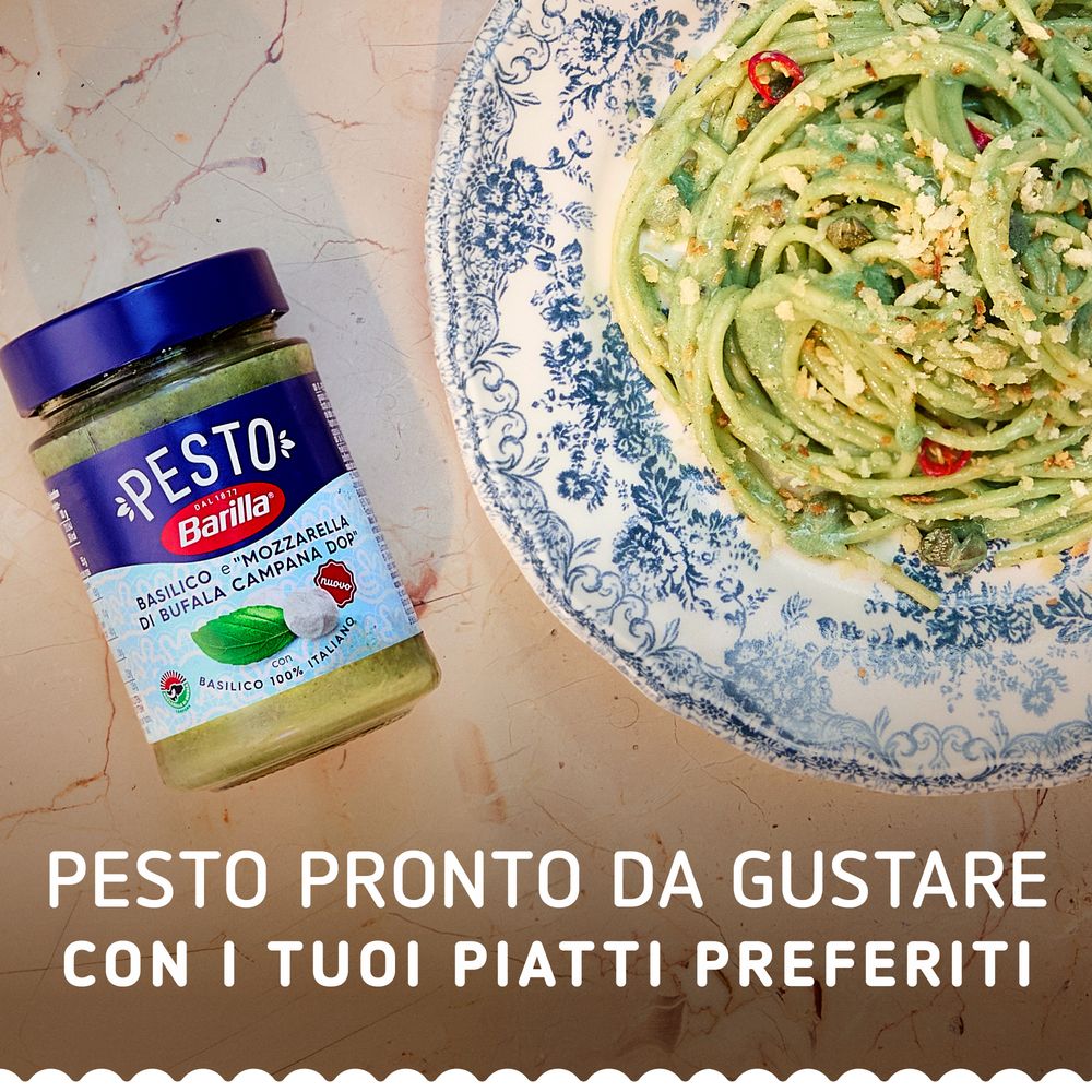 Barilla Pesto Basilico e Mozzarella di Bufala Campana DOP Condimento e Sugo per Pasta 190g