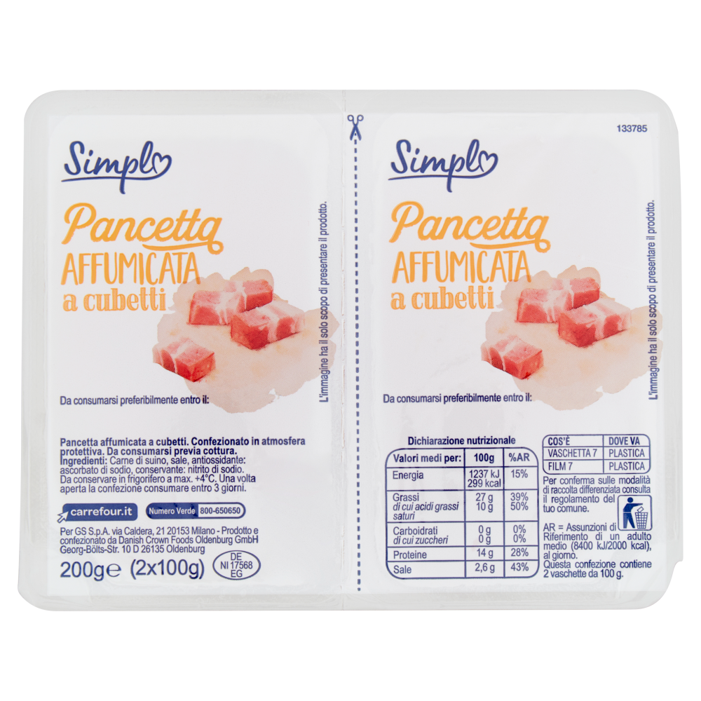 Simpl Pancetta Affumicata a cubetti 2 x 100 g