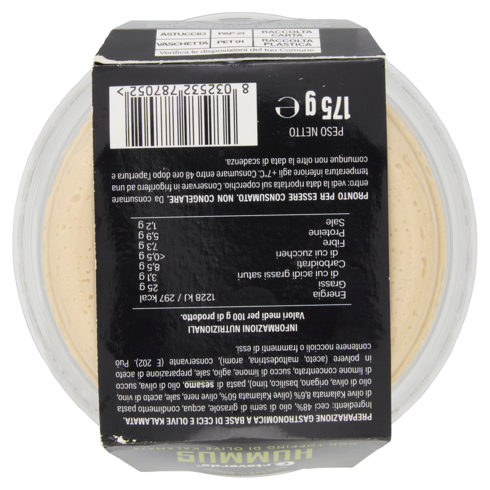 Ortoverde Ricette dal Mondo Hummus con Topping di Olive Kalamata 175 g