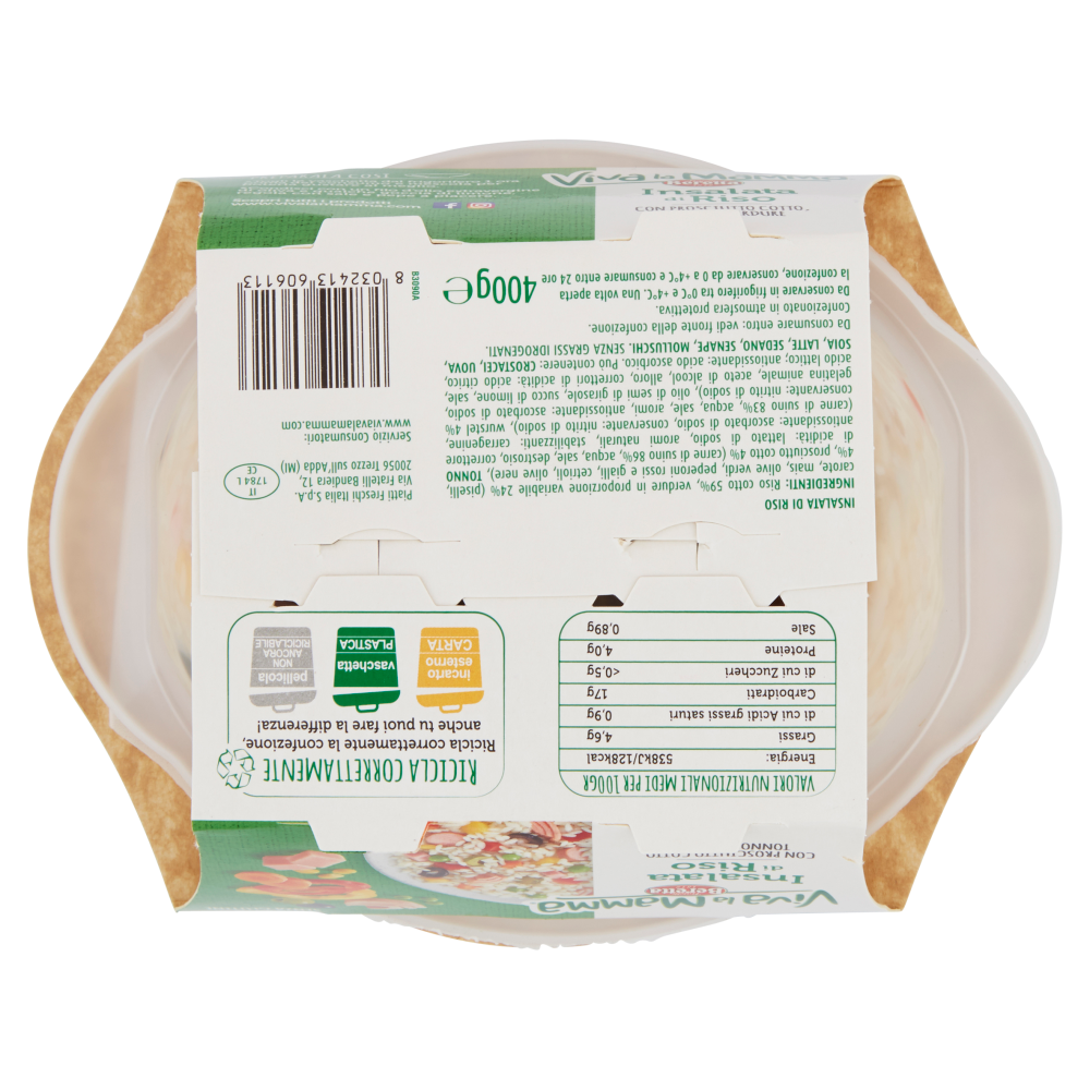 Viva la Mamma Insalata di Riso con Prosciutto Cotto, Tonno e Verdure 400 g