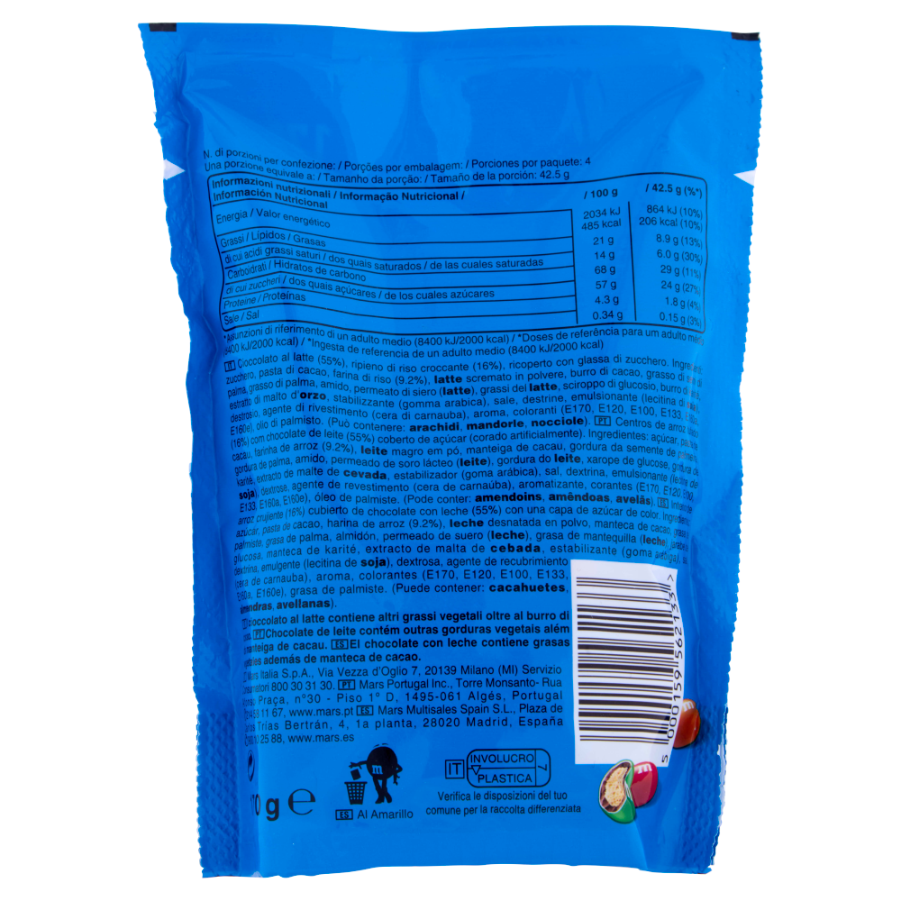 M&M's Snack Crispy Confetti al Cioccolato con Riso Soffiato 170 g