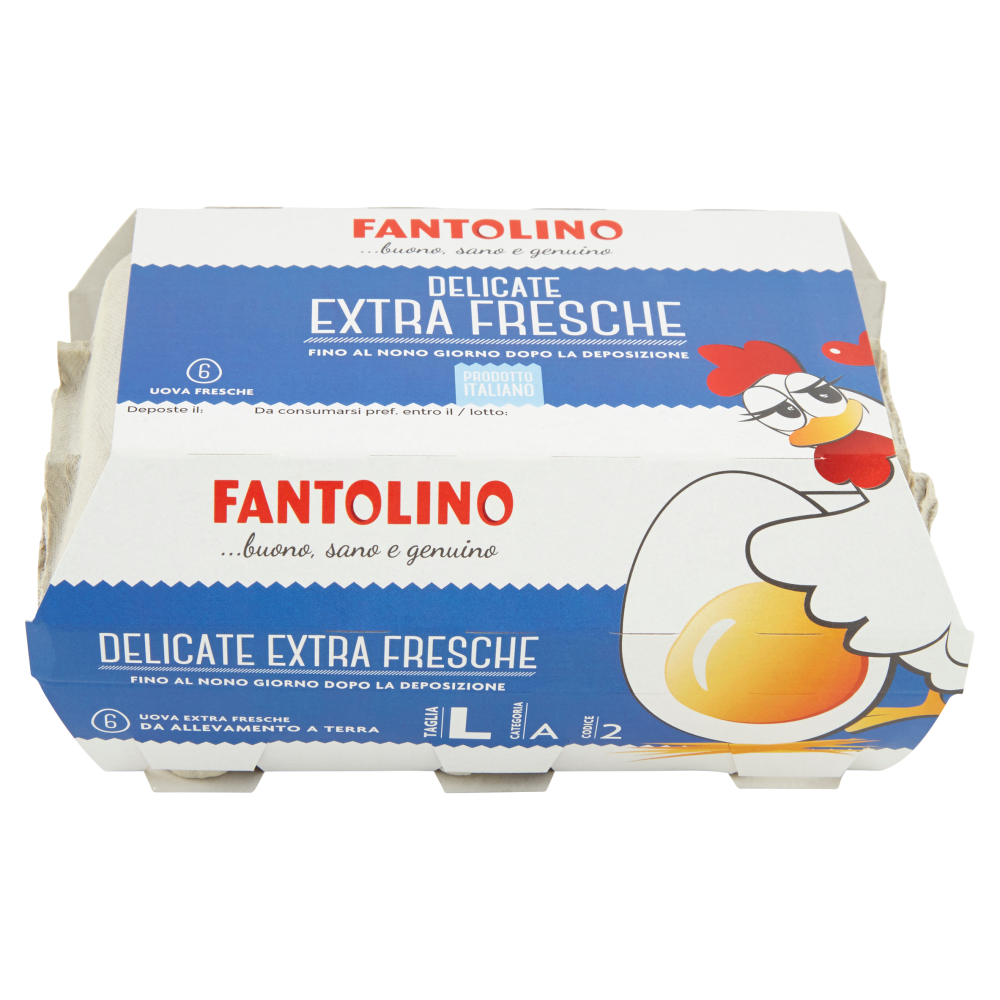 Fantolino Delicate Extra Fresche 6 Uova Fresche da Allevamento a Terra Taglia L