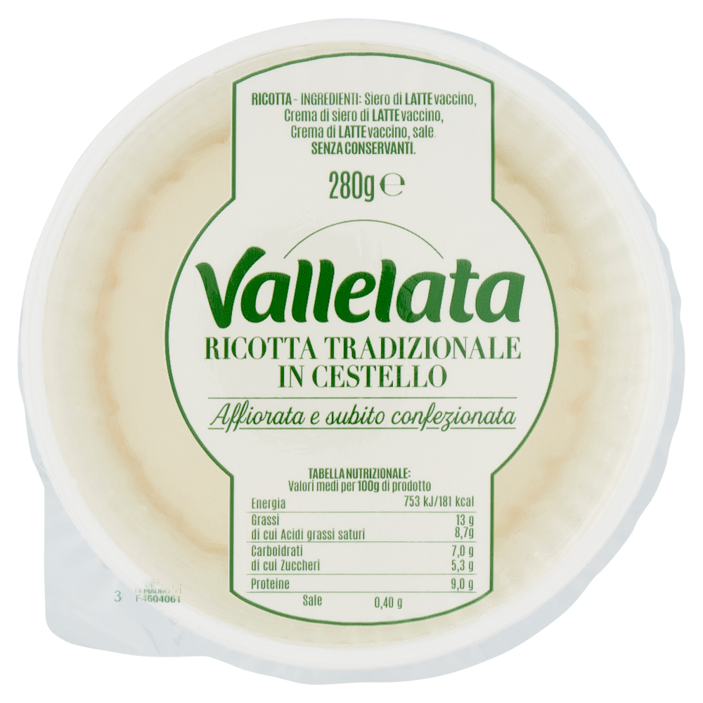 Vallelata Ricotta Tradizionale in Cestello 280 g
