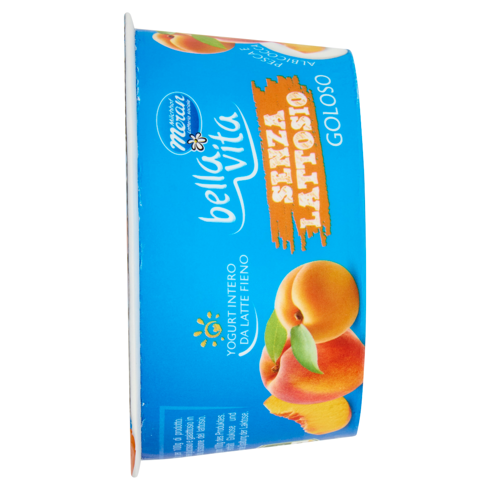 bella vita Yogurt Intero da Latte Fieno Senza Lattosio Goloso Pesca e Albicocca 150 g