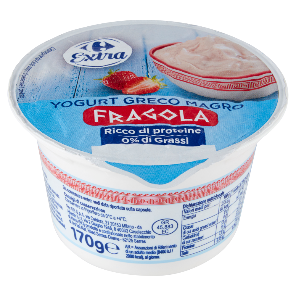 Carrefour Extra Yogurt Greco Magro Fragola 170 g