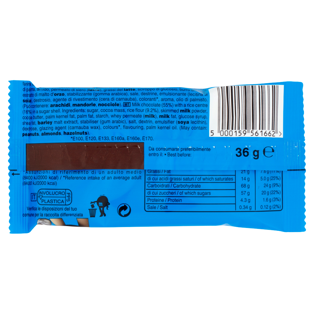 M&M's Snack Crispy Confetti al Cioccolato con Riso Soffiato 36 g