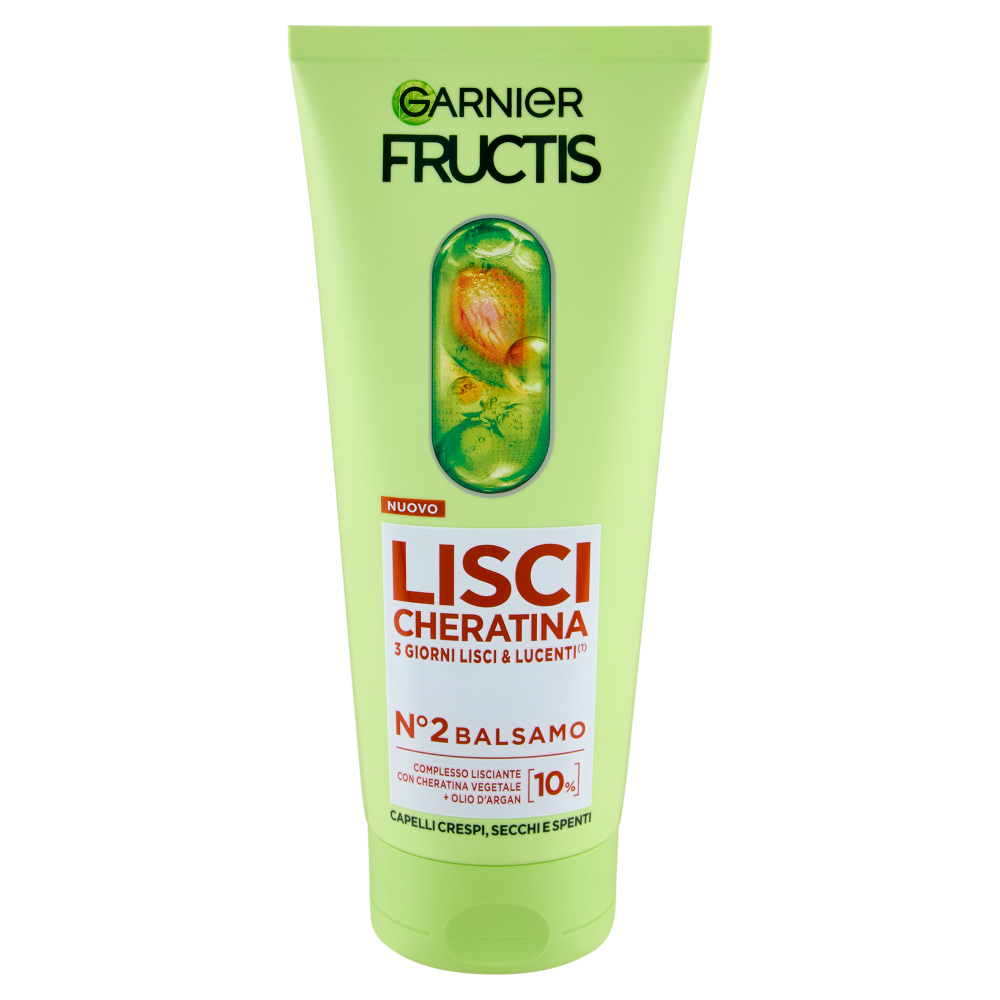 Fructis Lisci Cheratina N°2 Balsamo, per Capelli Crespi, Secchi e Spenti, 200 ml