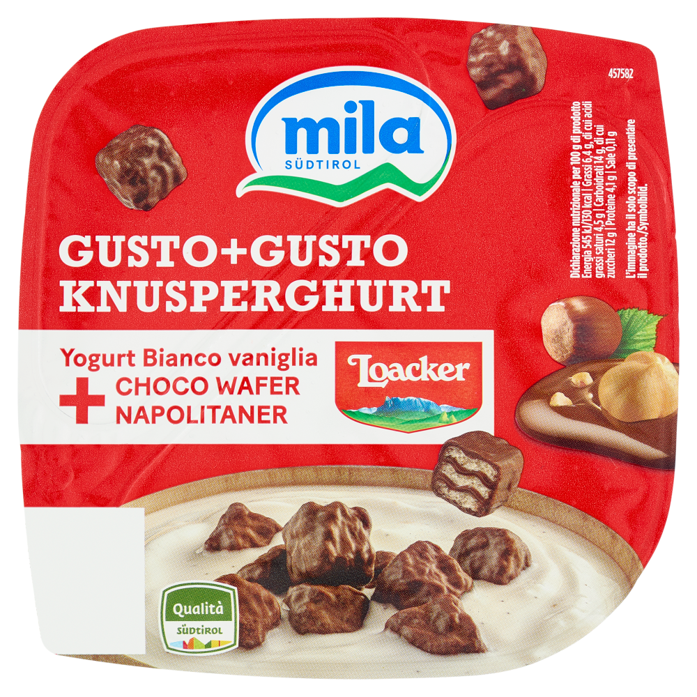 mila Gusto+Gusto Yogurt Bianco vaniglia + Choco Wafer Napolitaner 150 g