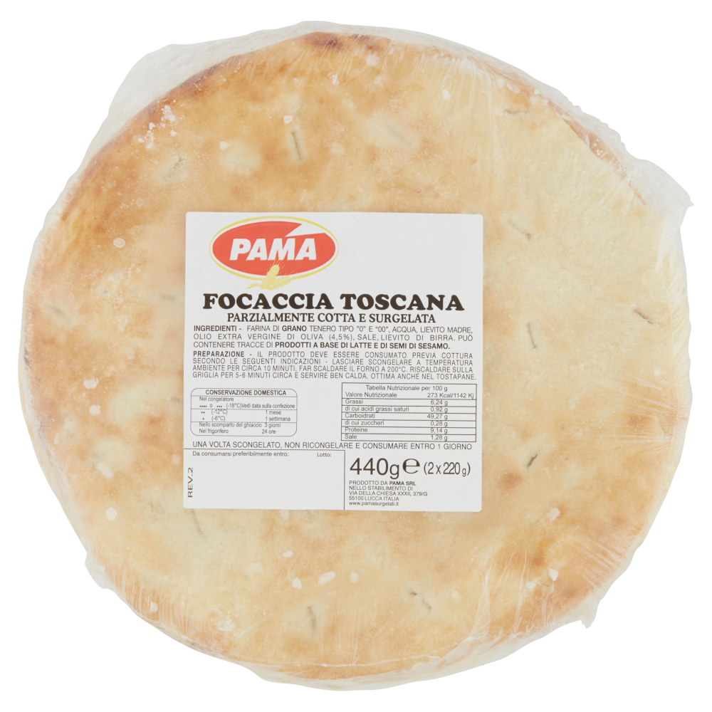 Pama Focaccia toscana parzialmente cotta e surgelata 2 x 220 g