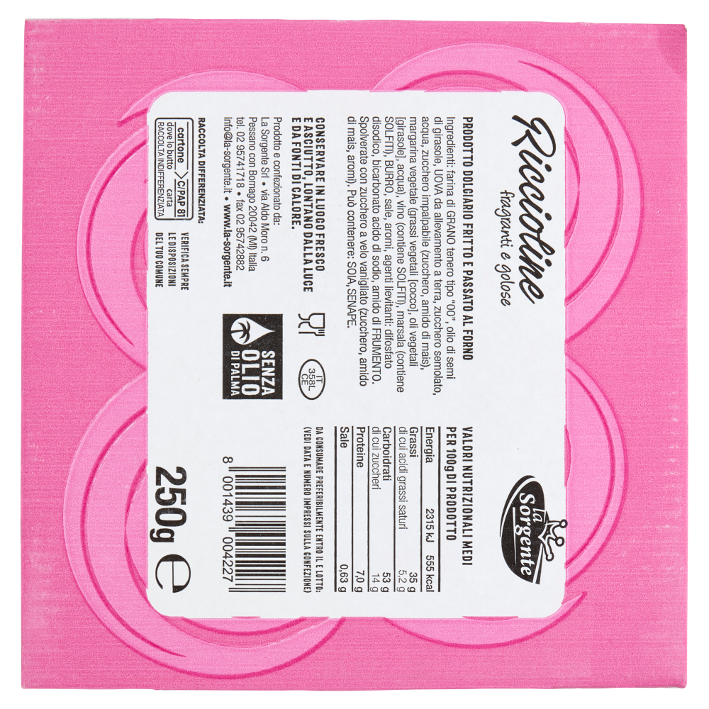 la Sorgente Riccioline fragranti e golose 250 g