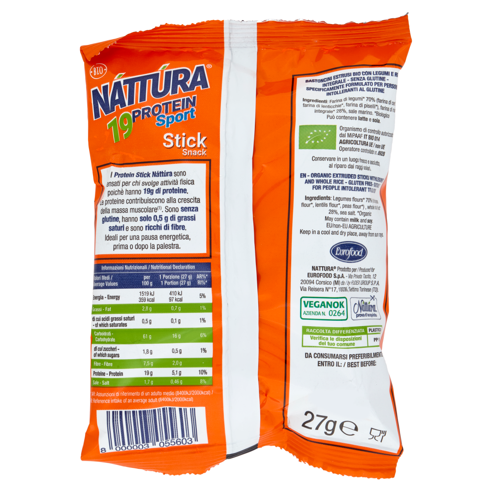 N&aacute;tt&uacute;ra 19 Protein Sport Stick Snack Bio 27 g