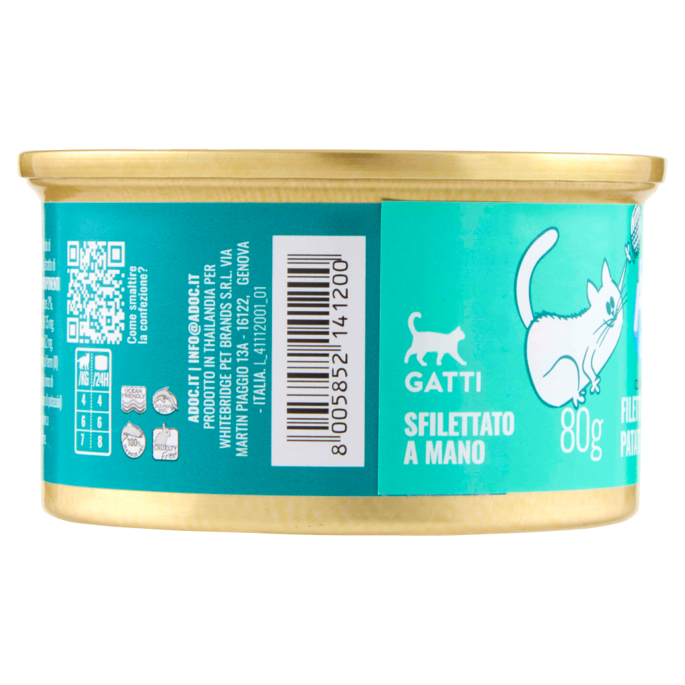 ADoC Complete For Cats Filetti di Tonnetto con Patate Dolci e Salmone in Brodo 80 g
