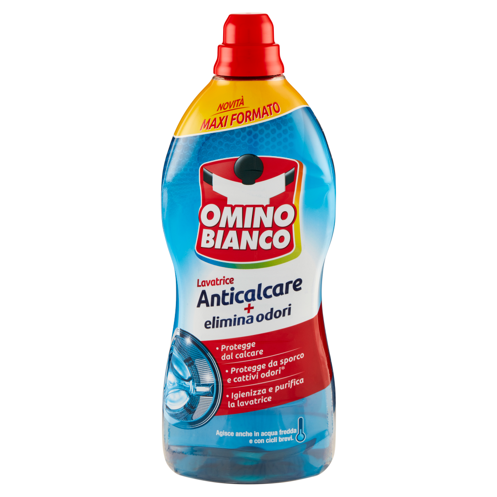 Omino Bianco Anticalcare Lavatrice con tecnologia Elimina Odori, Rimuove il Calcare Igienizza 1500ml