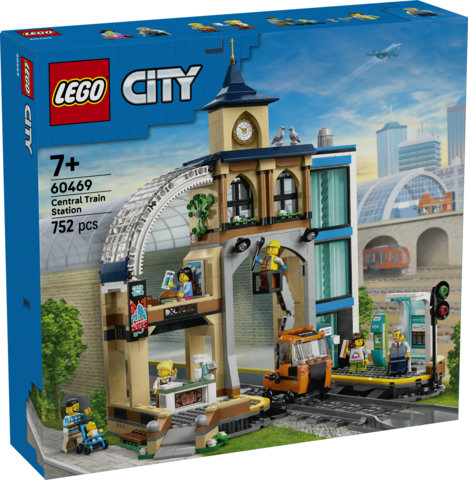 LEGO City 60469 Stazione Centrale con Veicolo Giocattolo, Ascensore, Biglietteria e 2 Piattaforme per Bambini e Bambine da 7+