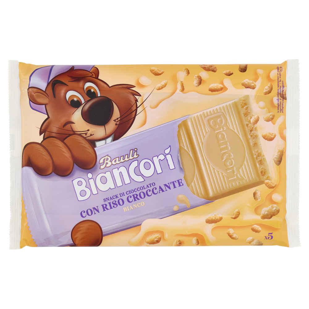 Bauli Biancorì Snack di Cioccolato con Riso Croccante Bianco 5 x 22 g
