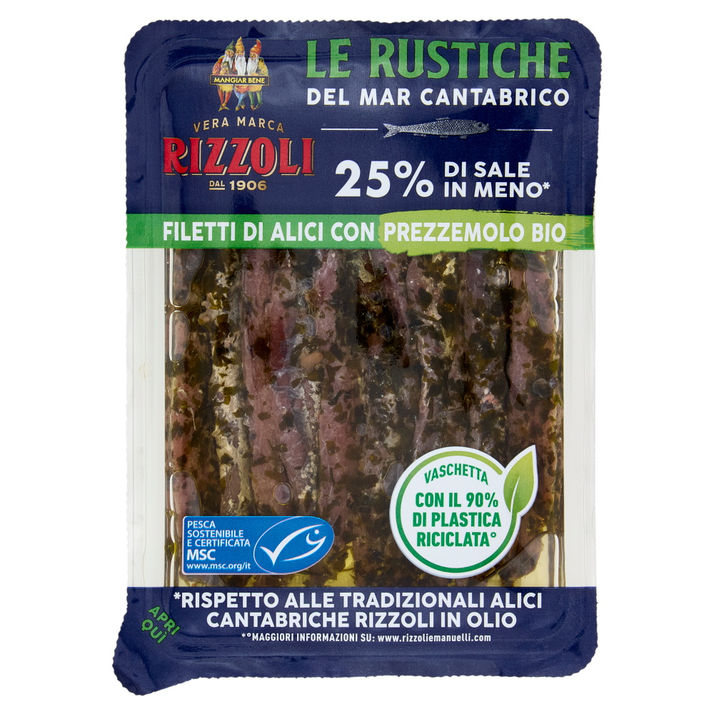 Rizzoli le Rustiche del Mar Cantabrico Filetti di Alici con Prezzemolo Bio 60 g