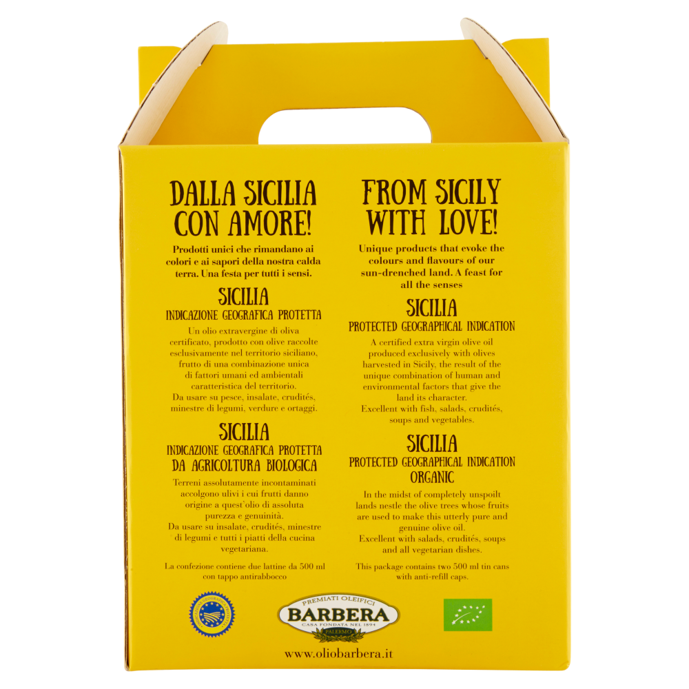 Barbera Olio Extra Vergine Oliva Sicilia IGP+Olio Extra Vergine Oliva Biologico Sicilia IGP 2x500ml