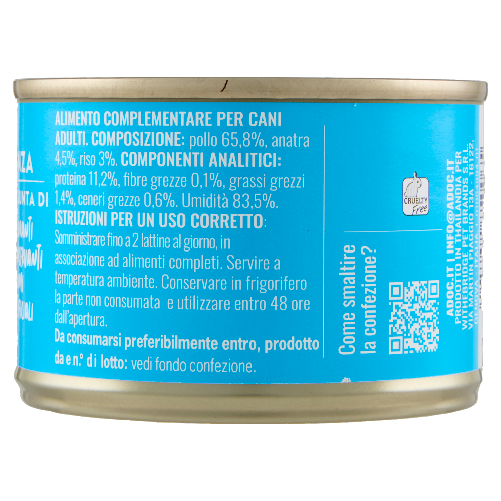 ADoC For Dogs Naturally Premium Filetti di Pollo con Anatra in Gelatina 170 g