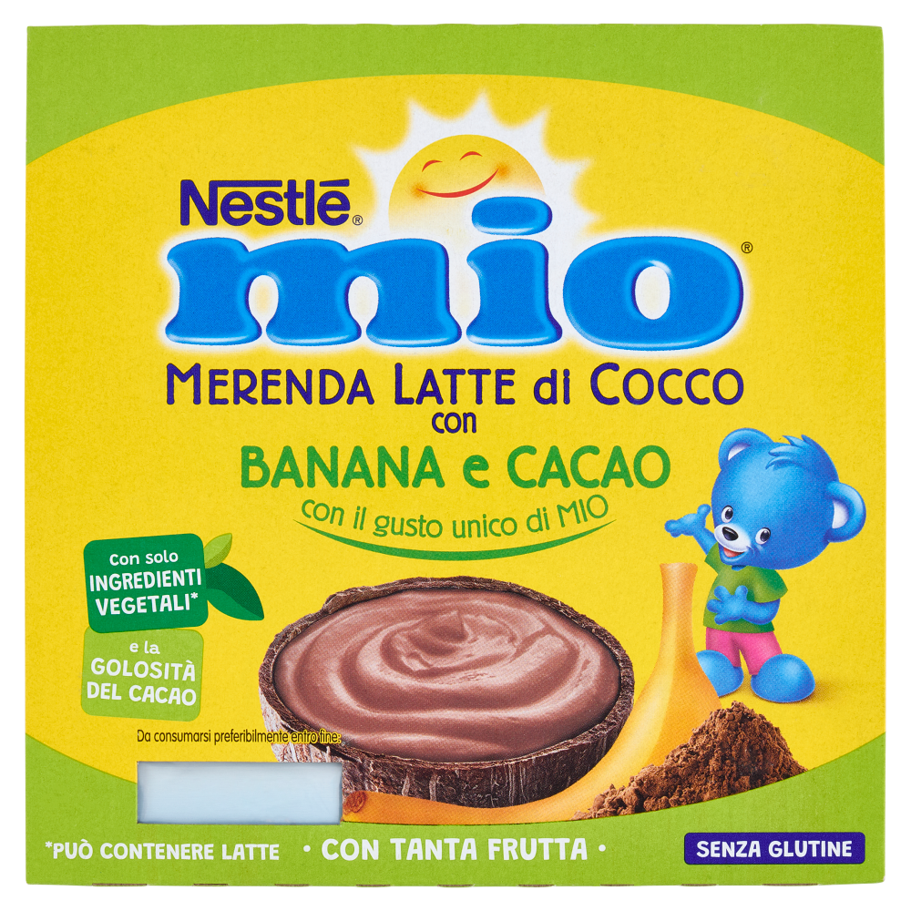 NESTLÉ MIO Merenda al Latte di Cocco Banana e Cacao 4 Vasetti da 90g