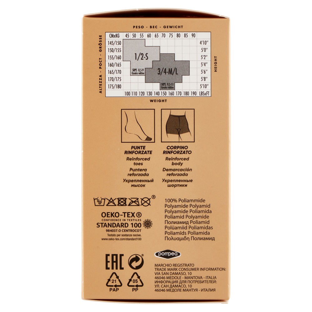 pompea Classico Collant opaco 20 den 1/2-S Polvere Dorata 2 Paia