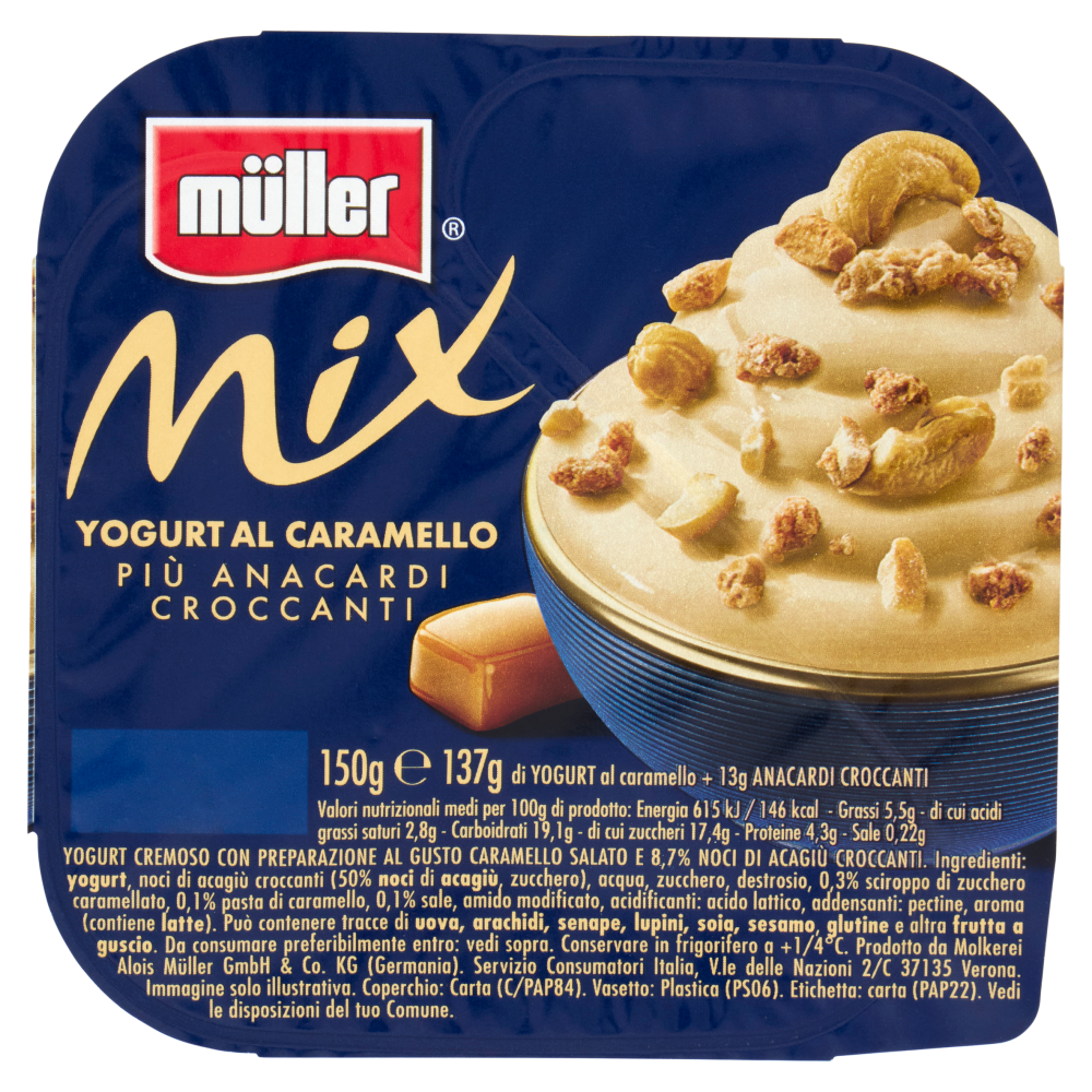 müller Mix Yogurt al Caramello Più Anacardi Croccanti 150 g