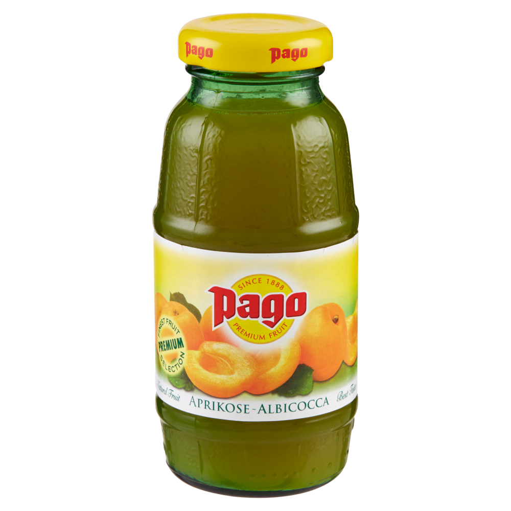 PAGO Succo di Frutta, ALBICOCCA NETTARE, Bottiglia Vetro Monodose 20 cl