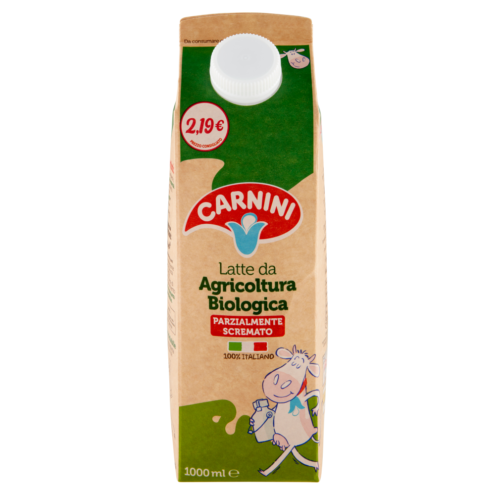 Carnini Latte da Agricoltura Biologica Parzialmente Scremato 1000 ml