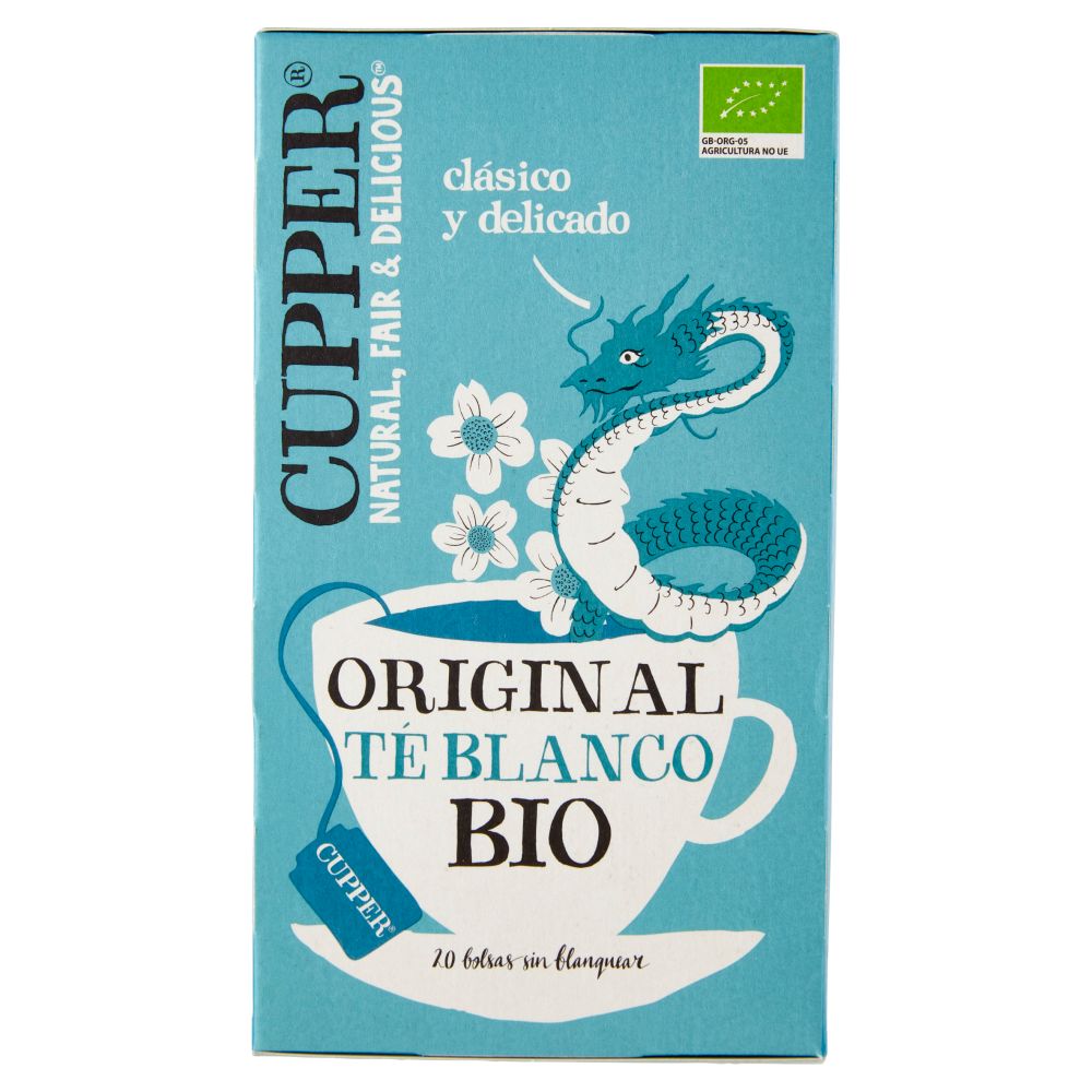 CUPPER Tè Bianco Biologico, Antiossidante, Gusto Classico e Delicato, 20 Bustine 34 g