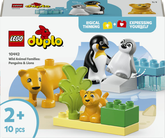 LEGO DUPLO 10442 Famiglie di Animali: Pinguini e Leoni, Giochi Didattici per Bambini e Bambine da 2+ Anni, Giocattolo Creativo