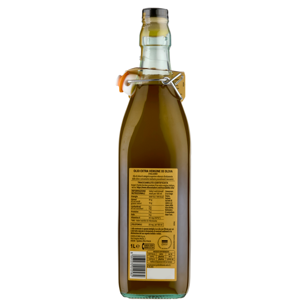 Costa d'Oro il Grezzo 100% Italiano Non Filtrato Olio Extra Vergine di Oliva 1 L
