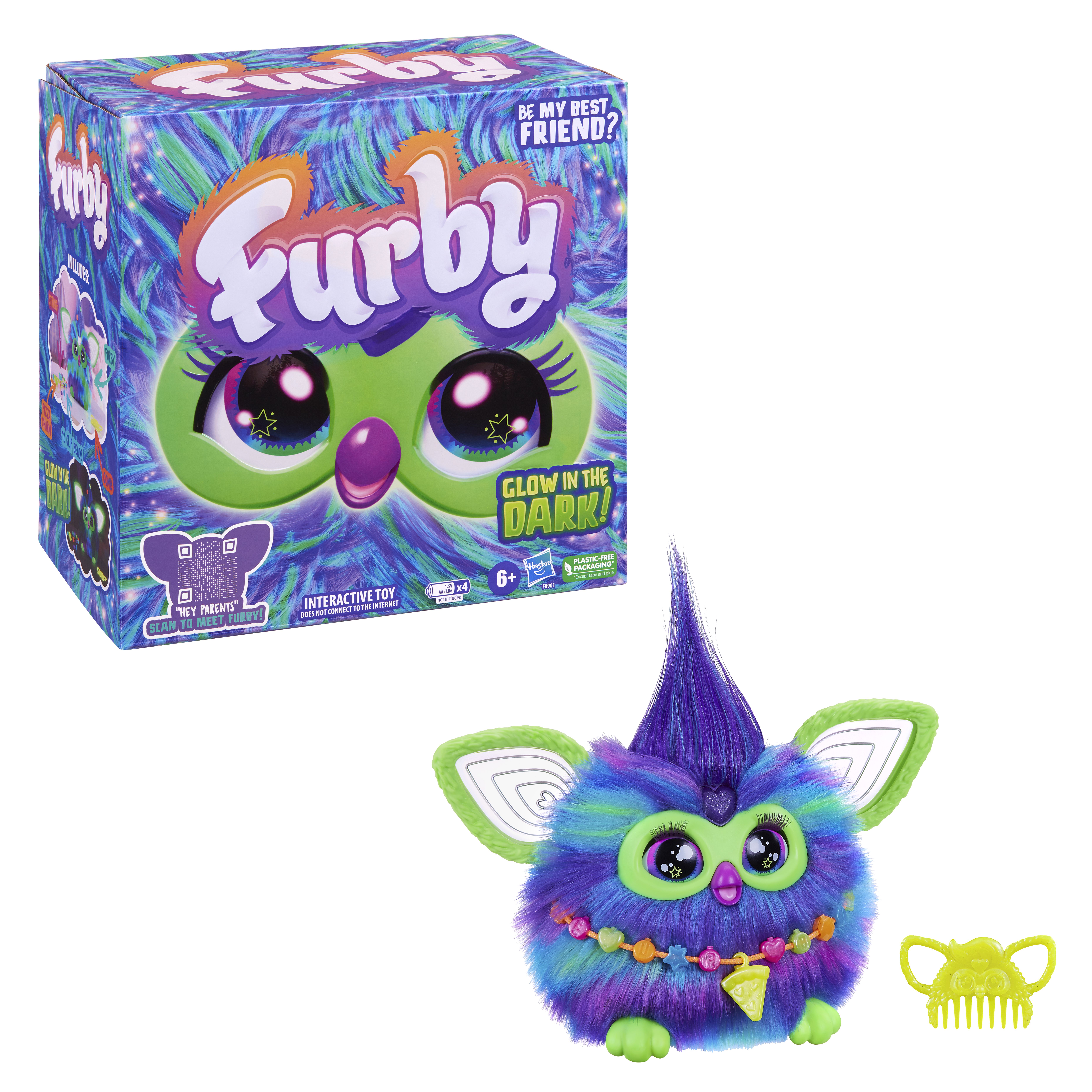 Furby Aurora Furborealis, si illumina al buio, giocattolo di peluche interattivo